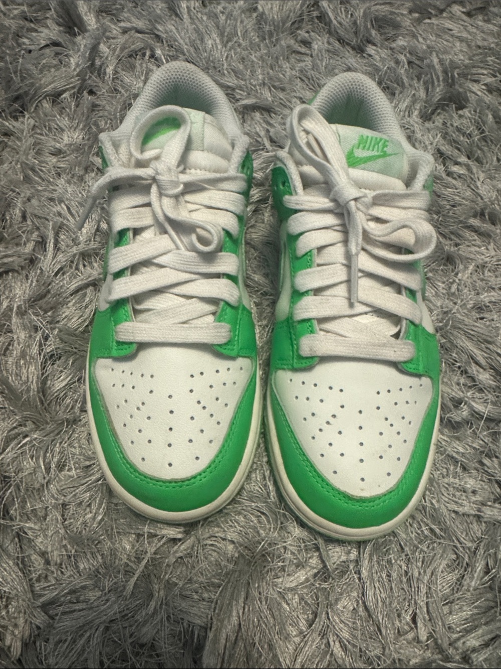 Women Nike Dunk White and Green Low-Top Sneakers